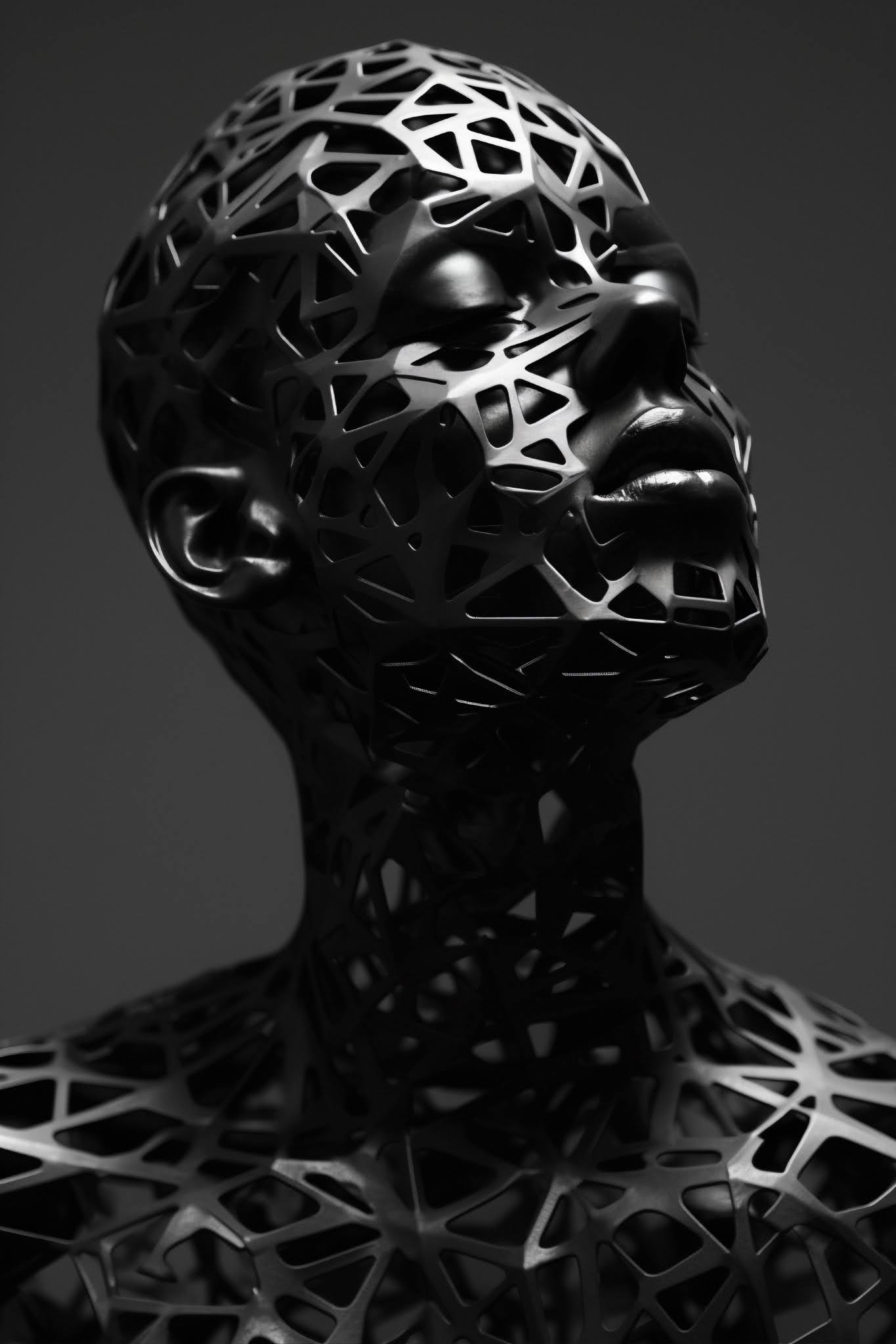 Geometric Mesh Skull - AI Technology Ethernia